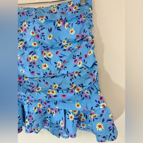 ZARA Sky Blue Floral Printed Mini Skirt Medium - Picture 5 of 13